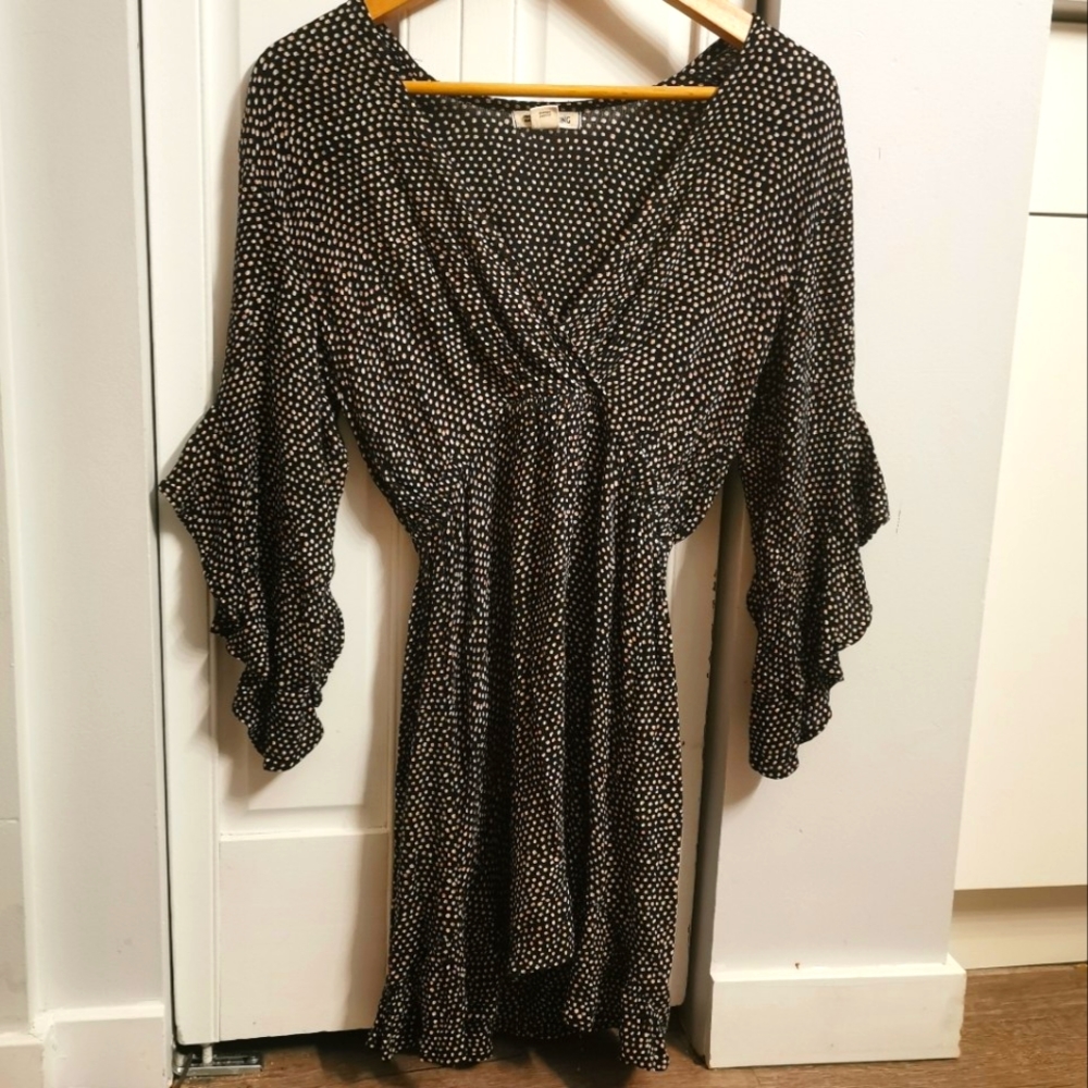 Billabong black polka dot mini dress